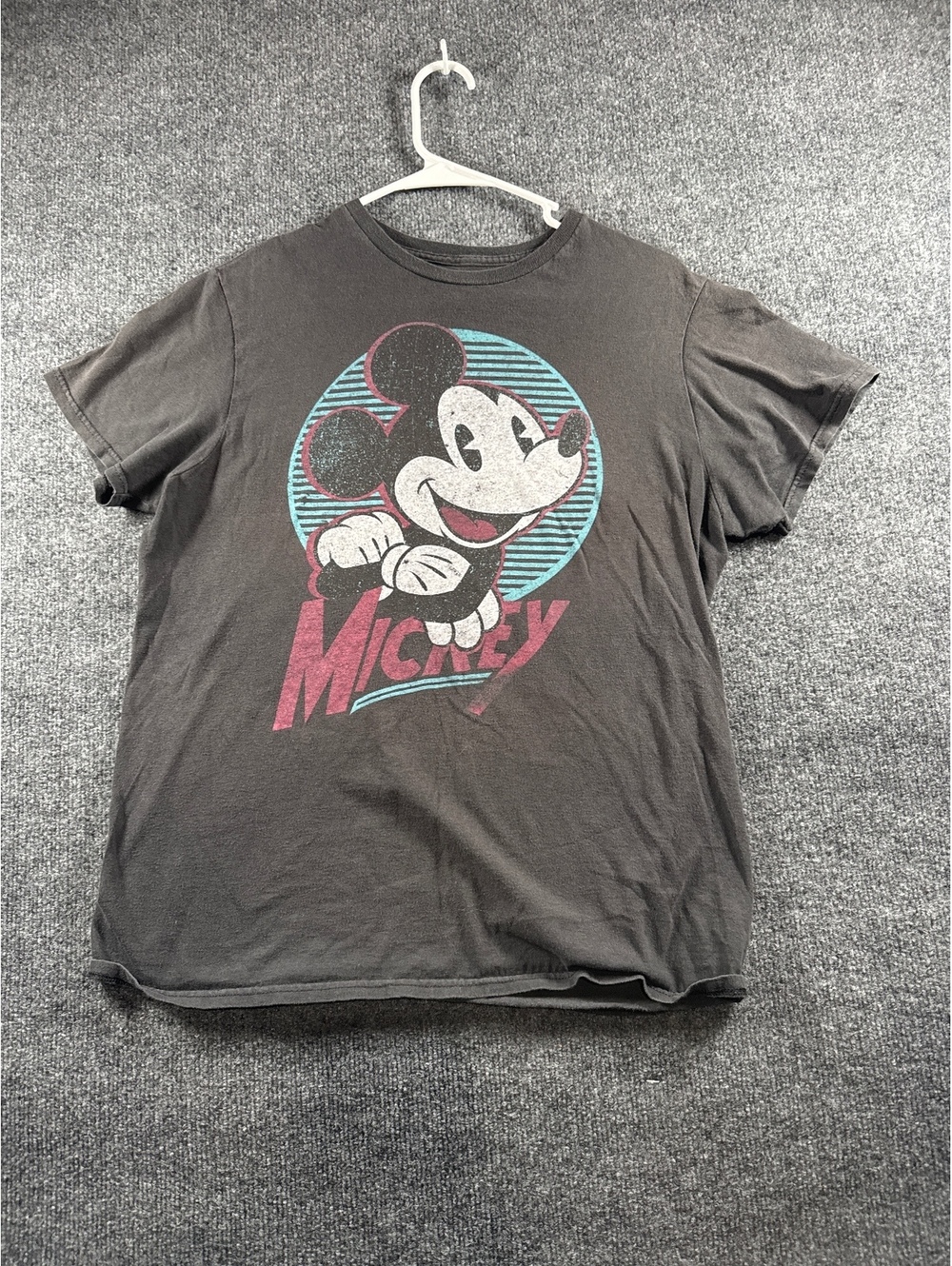 Disney Mickey Mouse Retro Graphic T Shirt Charcoal Gray Mens Medium M